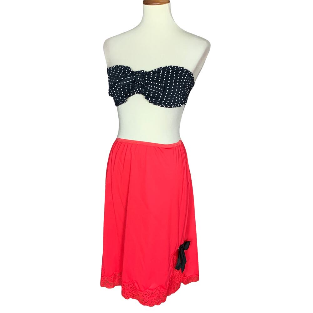 Red Half Slip Mini Skirt SMALL Rockabilly Betty Boop Pinup Coquette Vintage 70s